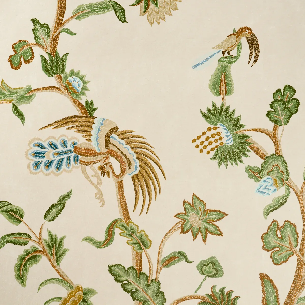 SPOTSWOOD CREWEL 2 PANEL SET SAGE Schumacher Wallpaper wallpaper - SKU 5017321
