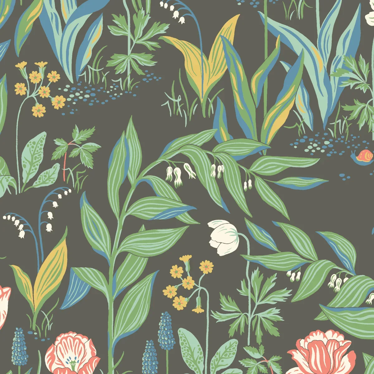 SPRING GARDEN CHARCOAL MULTI Schumacher Wallpaper wallpaper - SKU 7219