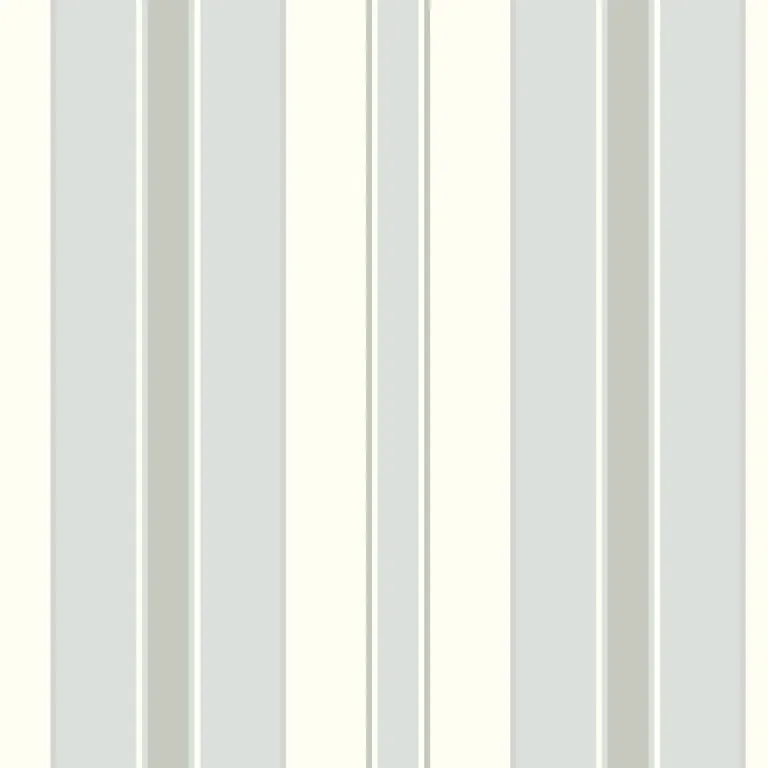 Schumacher STOCKHOLM STRIPE wallpaper, color SKY AND SILVER, SKU 6878
