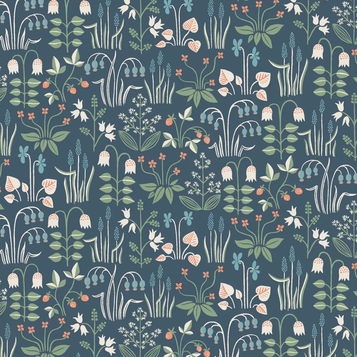 STRAWBERRY FIELD NAVY Schumacher Wallpaper wallpaper - SKU 7215