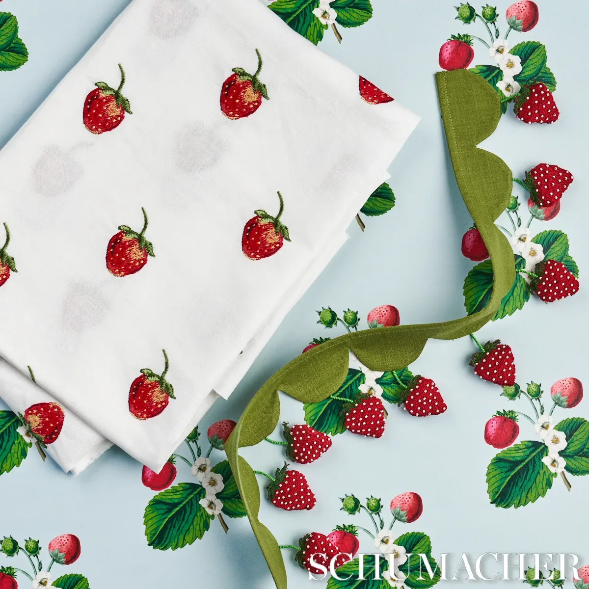STRAWBERRY HILL - BLUE Schumacher Wallpaper | Wallpaper Twin STRAWBERRY HILL BLUE Schumacher Wallpaper wallpaper - SKU 5014321