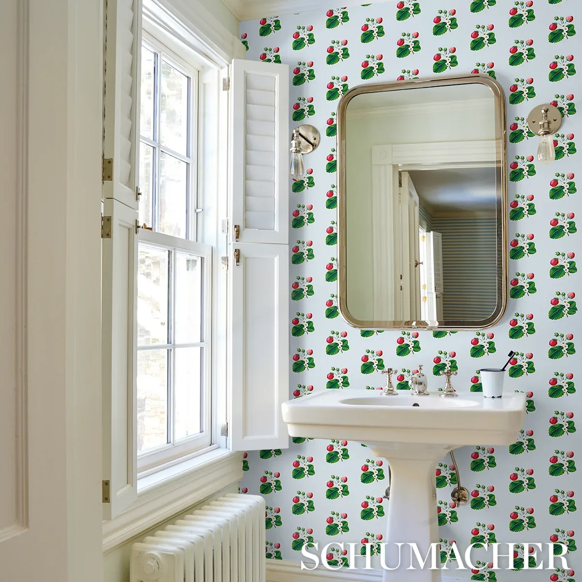 STRAWBERRY HILL - BLUE Schumacher Wallpaper | Wallpaper Twin STRAWBERRY HILL BLUE Schumacher Wallpaper wallpaper - SKU 5014321