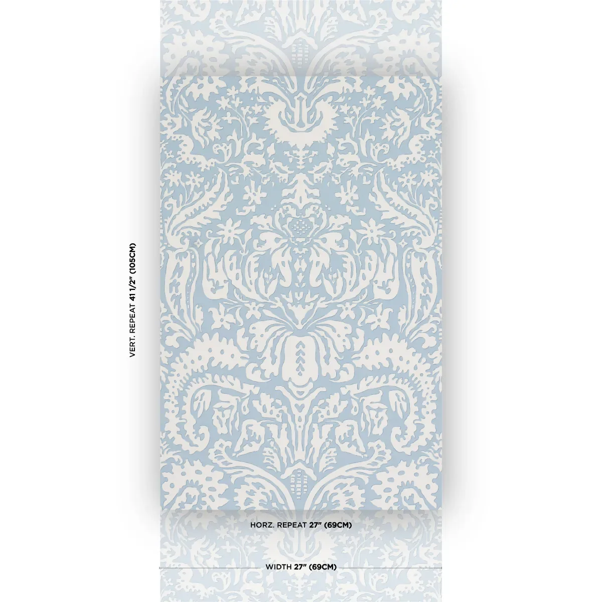SUFFOLK DAMASK BLUE Schumacher Wallpaper wallpaper - SKU 5017721