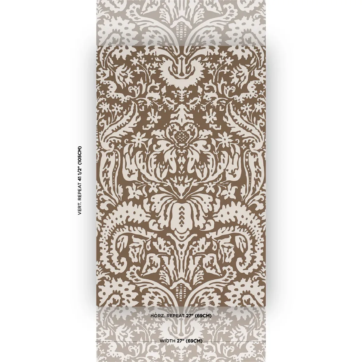 SUFFOLK DAMASK BROWN Schumacher Wallpaper wallpaper - SKU 5017720