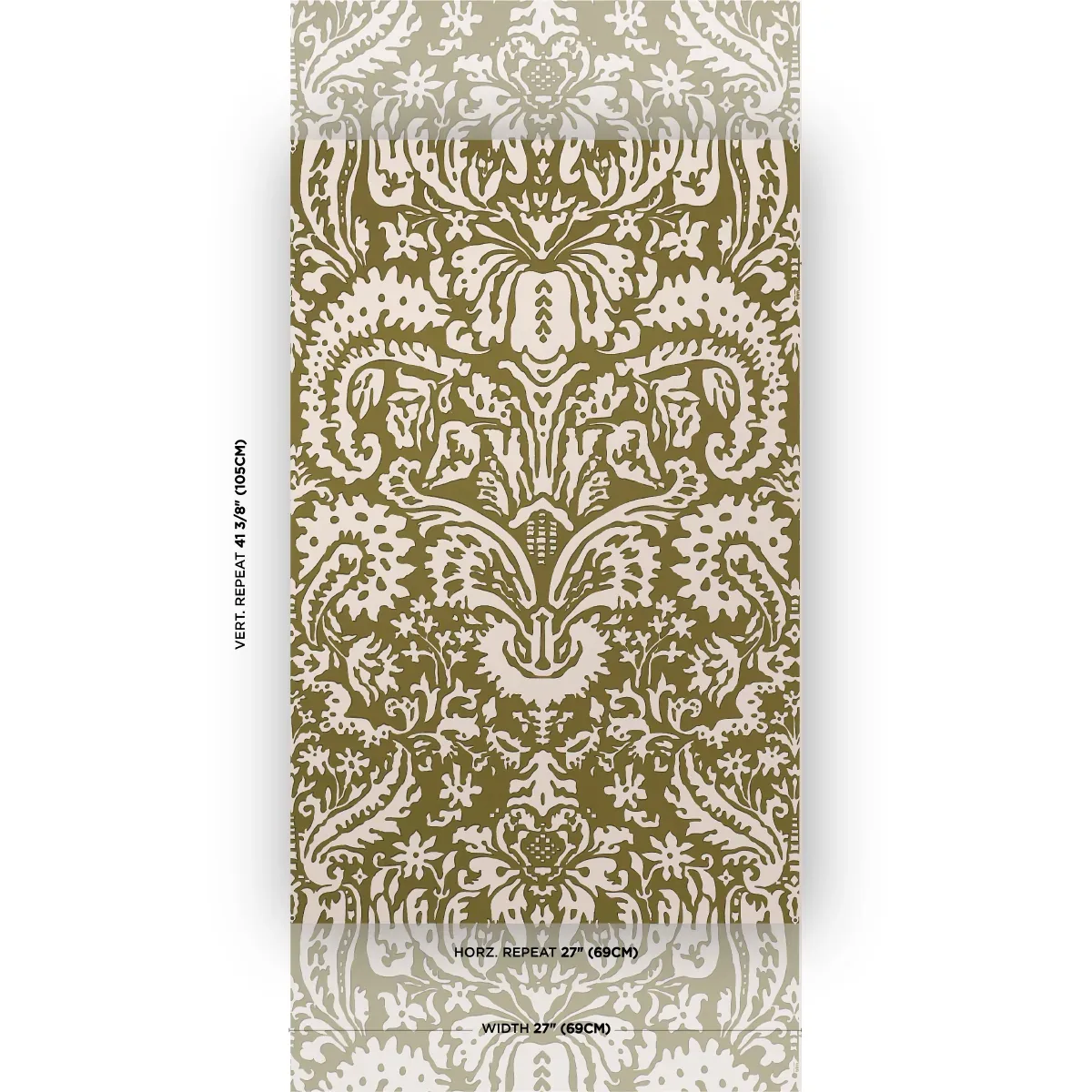 SUFFOLK DAMASK OLIVE Schumacher Wallpaper wallpaper - SKU 5016242