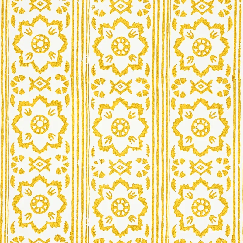 SUNDA HAND BLOCKED PRINT - YELLOW Schumacher Wallpaper | Wal SUNDA HAND BLOCKED PRINT YELLOW Schumacher Wallpaper wallpaper - SKU 5011222