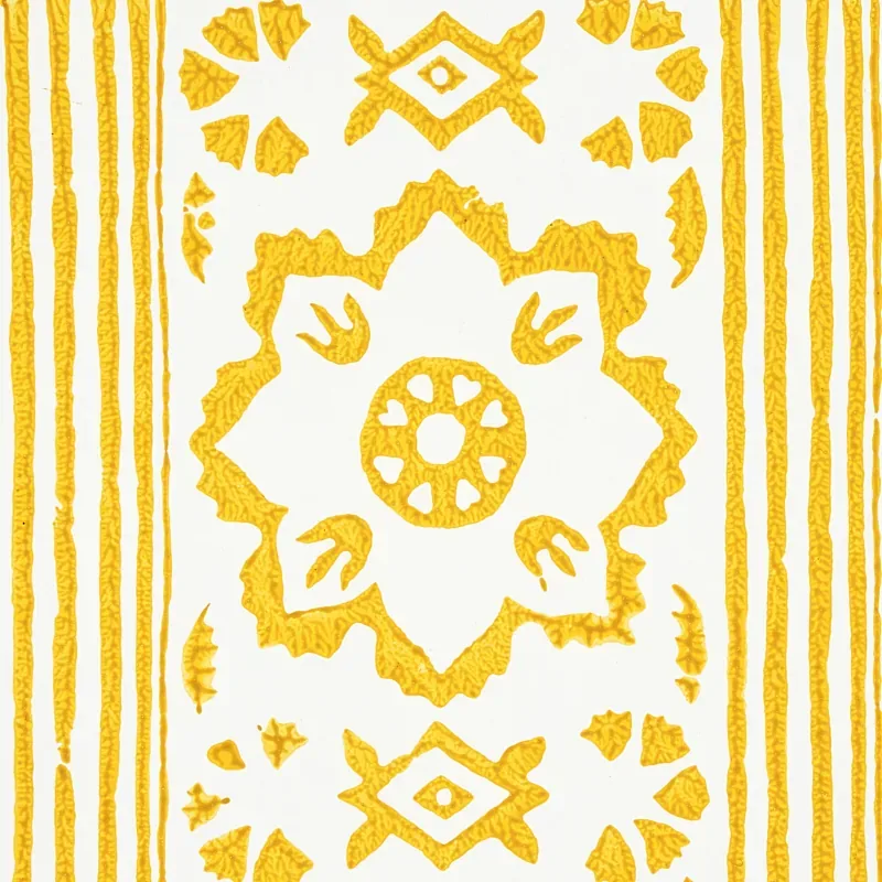 SUNDA HAND BLOCKED PRINT - YELLOW Schumacher Wallpaper | Wal SUNDA HAND BLOCKED PRINT YELLOW Schumacher Wallpaper wallpaper - SKU 5011222