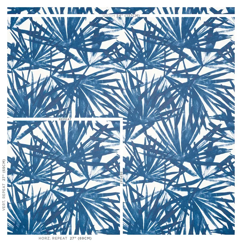 SUNLIT PALM - BLUE Schumacher Wallpaper | Wallpaper Twins SUNLIT PALM BLUE Schumacher Wallpaper wallpaper - SKU 5010562