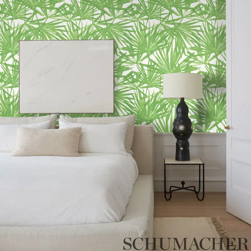 SUNLIT PALM - BLUE Schumacher Wallpaper | Wallpaper Twins SUNLIT PALM BLUE Schumacher Wallpaper wallpaper - SKU 5010562