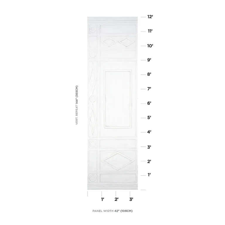 Schumacher SWEDISH MANOR PANEL A wallpaper, color WHITE, SKU 5015170