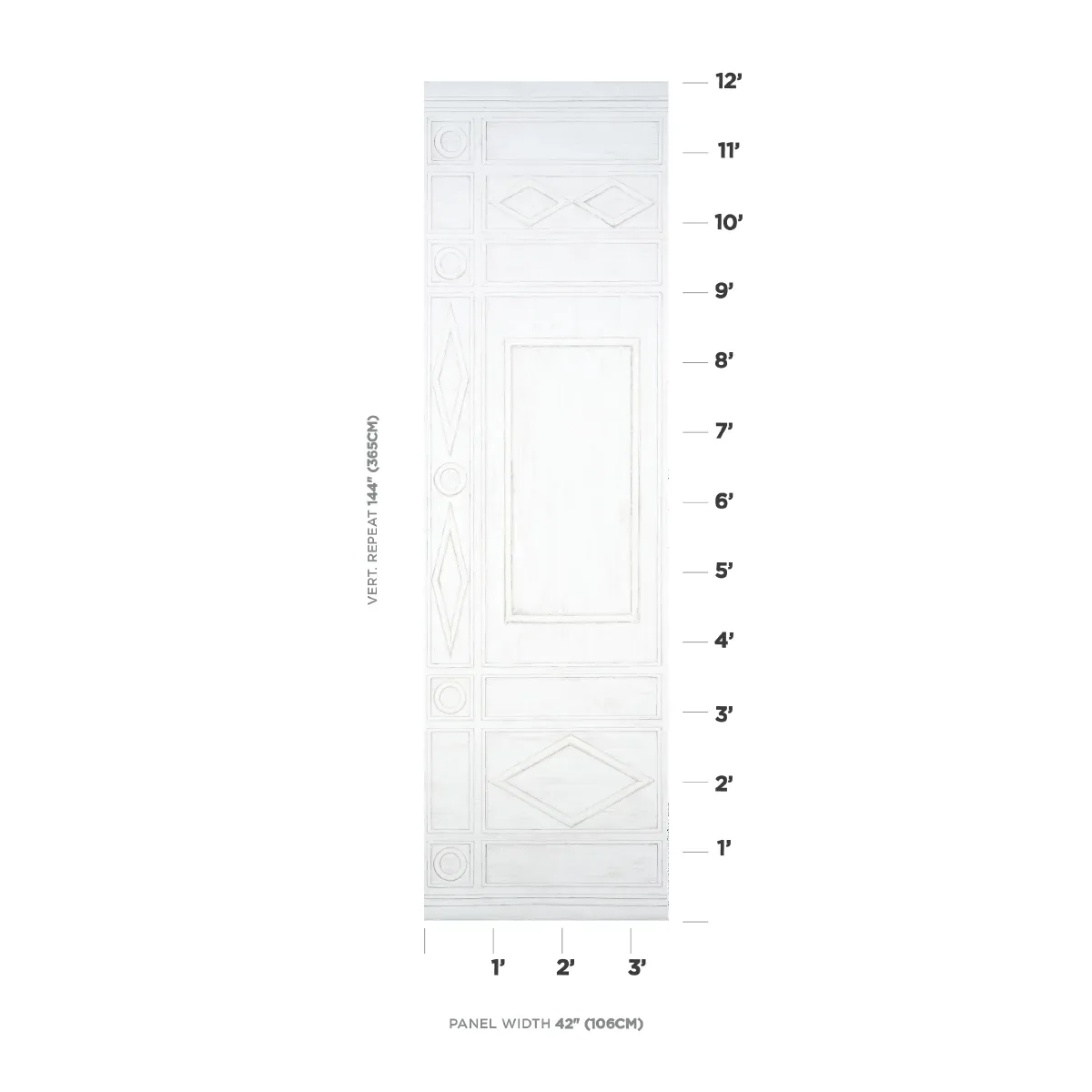SWEDISH MANOR PANEL A WHITE Schumacher Wallpaper wallpaper - SKU 5015170