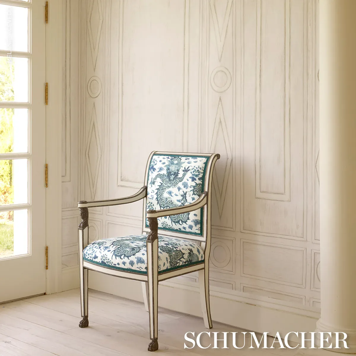 SWEDISH MANOR PANEL A - WHITE Schumacher Wallpaper | Wallpap SWEDISH MANOR PANEL A WHITE Schumacher Wallpaper wallpaper - SKU 5015170