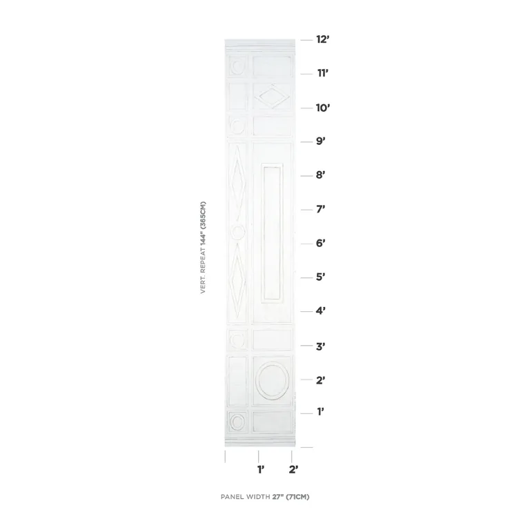 Schumacher SWEDISH MANOR PANEL B wallpaper, color WHITE, SKU 5015171
