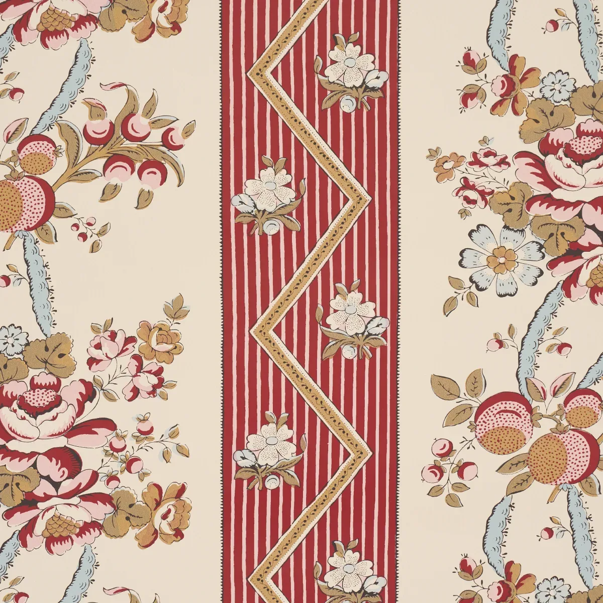 SYLVAIN FLORAL STRIPE ROUGE Schumacher Wallpaper wallpaper - SKU 5015541