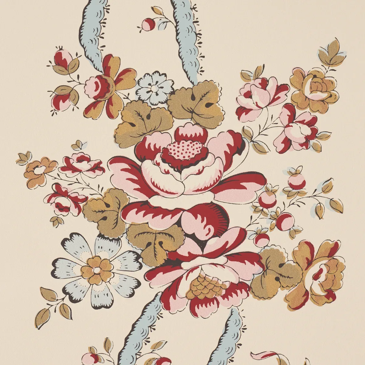 SYLVAIN FLORAL STRIPE ROUGE Schumacher Wallpaper wallpaper - SKU 5015541