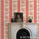 SYLVAIN FLORAL STRIPE ROUGE Schumacher Wallpaper wallpaper - SKU 5015541