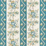 SYLVAIN FLORAL STRIPE - TEAL Schumacher Wallpaper | Wallpape SYLVAIN FLORAL STRIPE TEAL Schumacher Wallpaper wallpaper - SKU 5015540