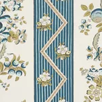 SYLVAIN FLORAL STRIPE - TEAL Schumacher Wallpaper | Wallpape SYLVAIN FLORAL STRIPE TEAL Schumacher Wallpaper wallpaper - SKU 5015540