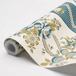 SYLVAIN FLORAL STRIPE - TEAL Schumacher Wallpaper | Wallpape SYLVAIN FLORAL STRIPE TEAL Schumacher Wallpaper wallpaper - SKU 5015540