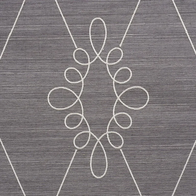 SYLVIE EMBROIDERED SISAL CHARCOAL Schumacher Wallpaper wallpaper - SKU 5009272