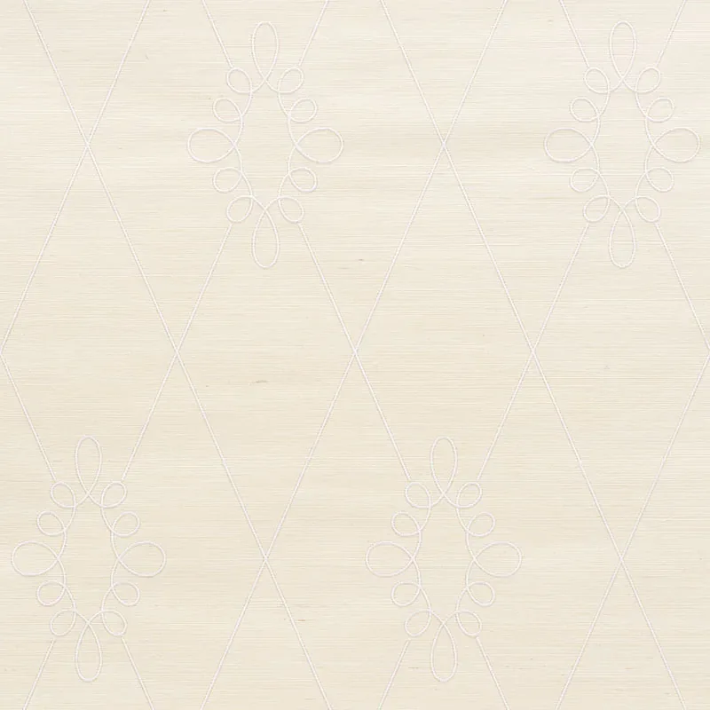 SYLVIE EMBROIDERED SISAL IVORY Schumacher Wallpaper wallpaper - SKU 5009270