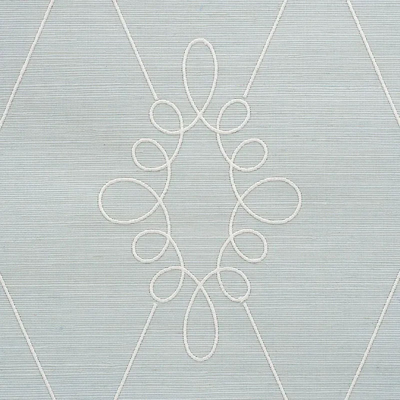 SYLVIE EMBROIDERED SISAL WATER BLUE Schumacher Wallpaper wallpaper - SKU 5009271