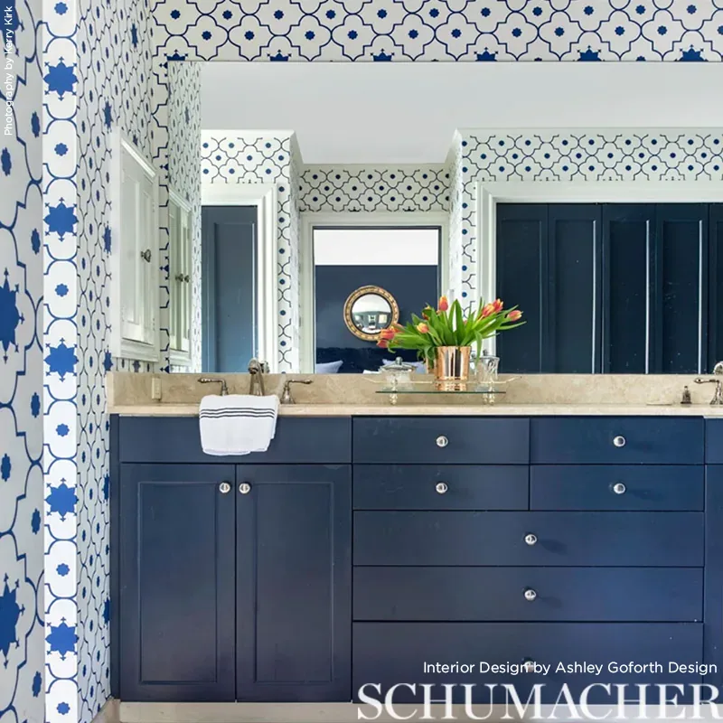 Taj Trellis - JAIPUR BLUE Schumacher Wallpaper | Wallpaper T Taj Trellis JAIPUR BLUE Schumacher Wallpaper wallpaper - SKU 5006620