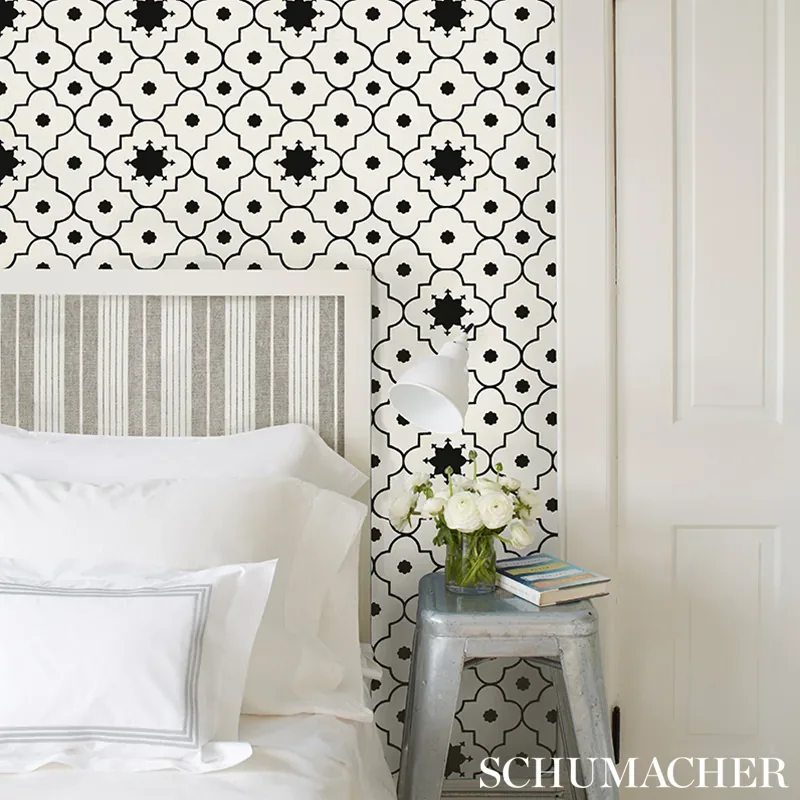 Taj Trellis - NOIR Schumacher Wallpaper | Wallpaper Twins Taj Trellis NOIR Schumacher Wallpaper wallpaper - SKU 5006623