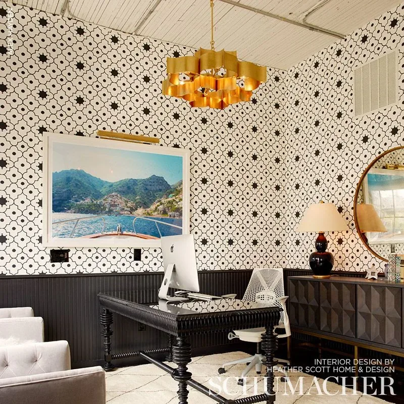 Taj Trellis - NOIR Schumacher Wallpaper | Wallpaper Twins Taj Trellis NOIR Schumacher Wallpaper wallpaper - SKU 5006623