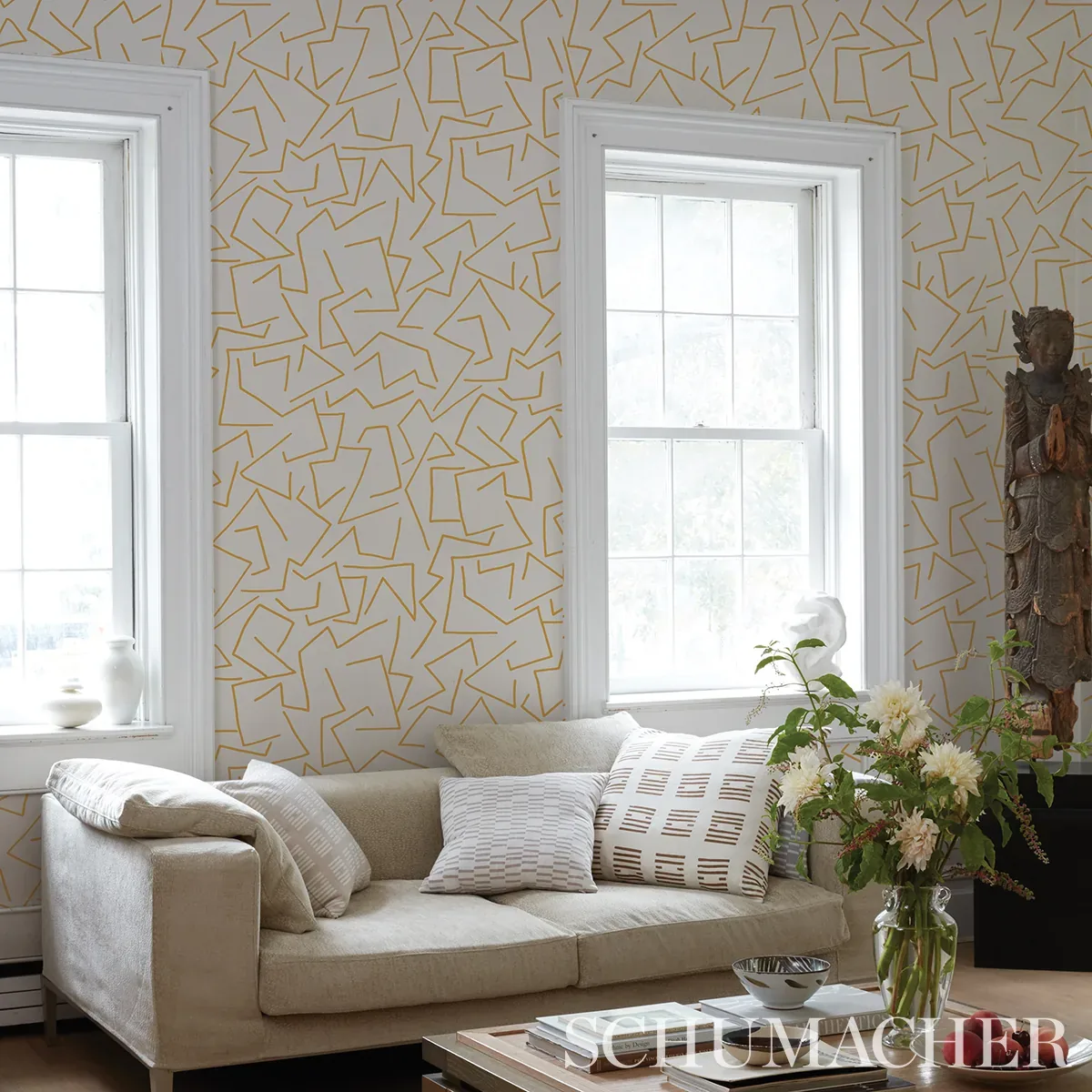 TANGENT - OCHRE Schumacher Wallpaper | Wallpaper Twins TANGENT OCHRE Schumacher Wallpaper wallpaper - SKU 5014000
