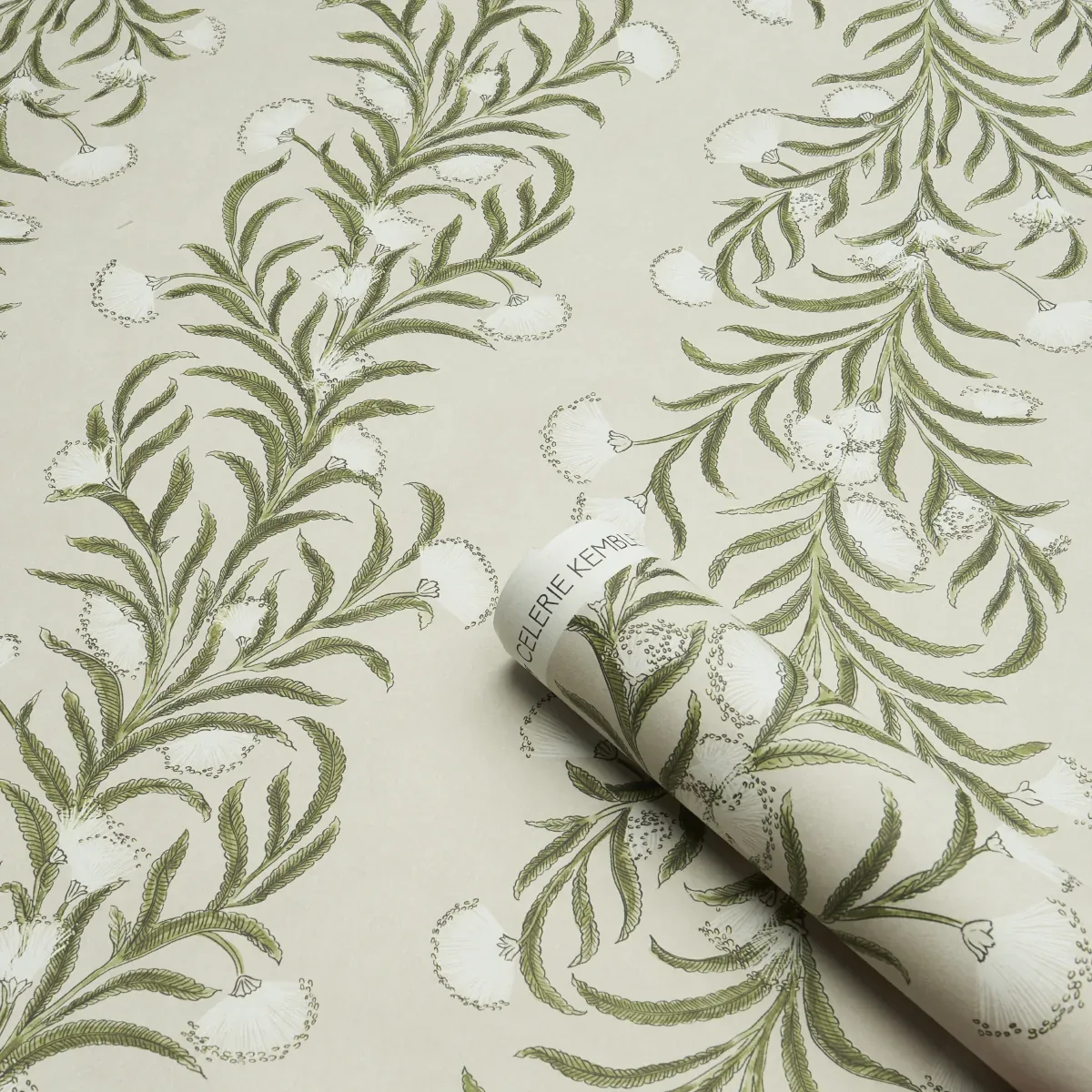 TASMANIAN MIMOSA - IVORY & GREEN Schumacher Wallpaper | Wall TASMANIAN MIMOSA IVORY & GREEN Schumacher Wallpaper wallpaper - SKU 5015362
