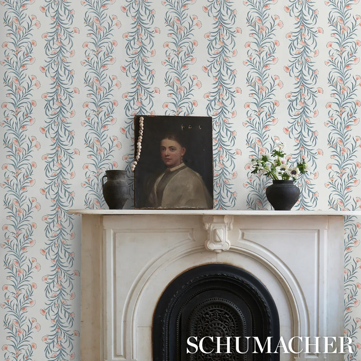TASMANIAN MIMOSA - PINK & GREY Schumacher Wallpaper | Wallpa TASMANIAN MIMOSA PINK & GREY Schumacher Wallpaper wallpaper - SKU 5015360