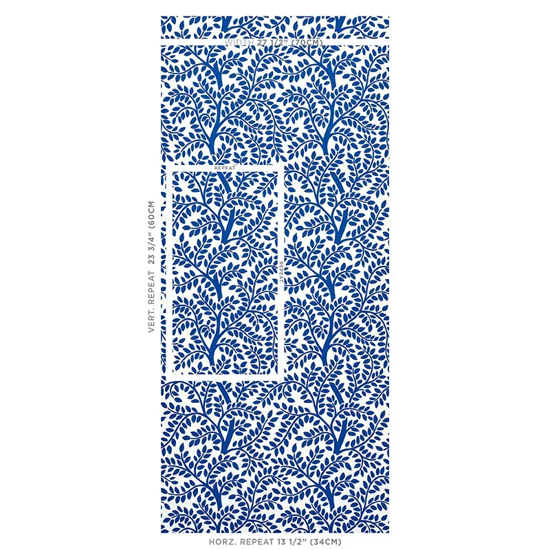 TEMPLE GARDEN II - BLUE Schumacher Wallpaper | Wallpaper Twi TEMPLE GARDEN II BLUE Schumacher Wallpaper wallpaper - SKU 5011962