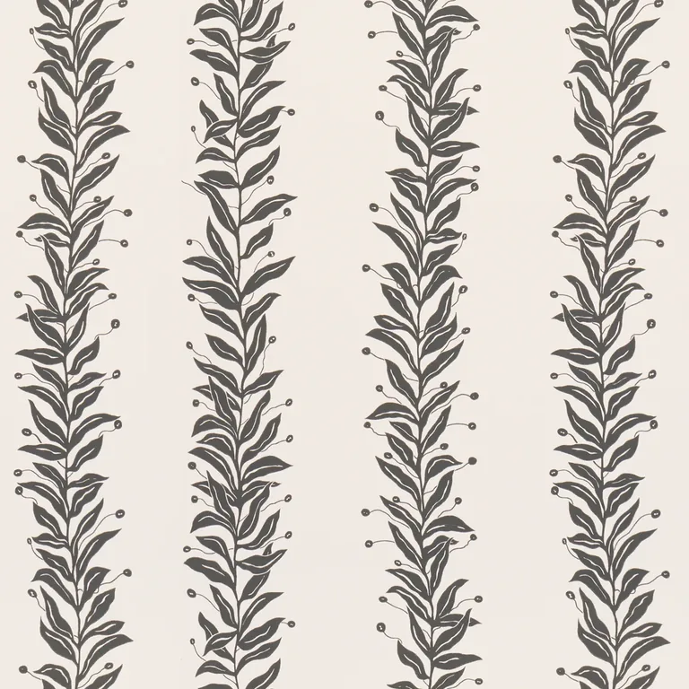 Schumacher TENDRIL STRIPE wallpaper, color BLACK & CREAM, SKU 5015490