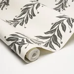 TENDRIL STRIPE - BLACK & CREAM Schumacher Wallpaper | Wallpa TENDRIL STRIPE BLACK & CREAM Schumacher Wallpaper wallpaper - SKU 5015490