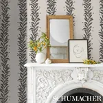 TENDRIL STRIPE - BLACK & CREAM Schumacher Wallpaper | Wallpa TENDRIL STRIPE BLACK & CREAM Schumacher Wallpaper wallpaper - SKU 5015490