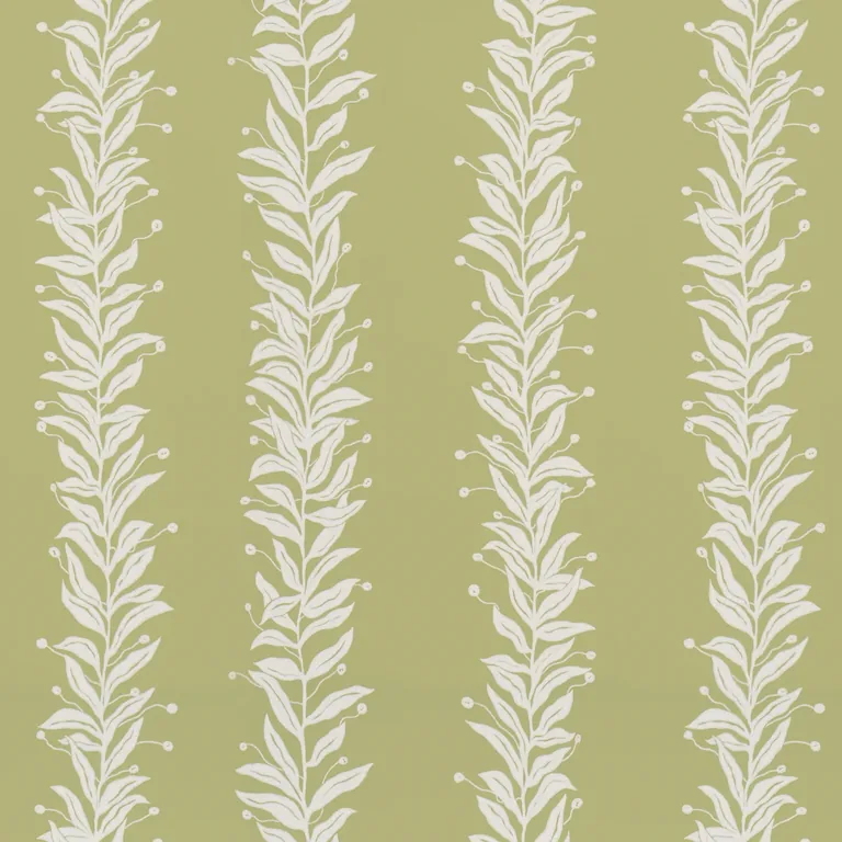 Schumacher TENDRIL STRIPE wallpaper, color OLIVE, SKU 5015492