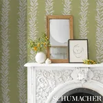 TENDRIL STRIPE - OLIVE Schumacher Wallpaper | Wallpaper Twin TENDRIL STRIPE OLIVE Schumacher Wallpaper wallpaper - SKU 5015492
