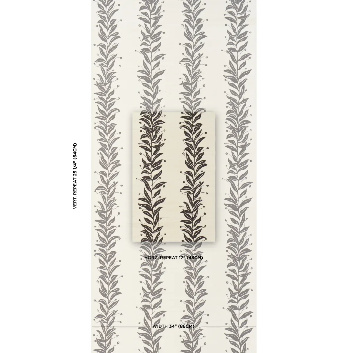 TENDRIL STRIPE SISAL BLACK & CREAM Schumacher Wallpaper wallpaper - SKU 5015562