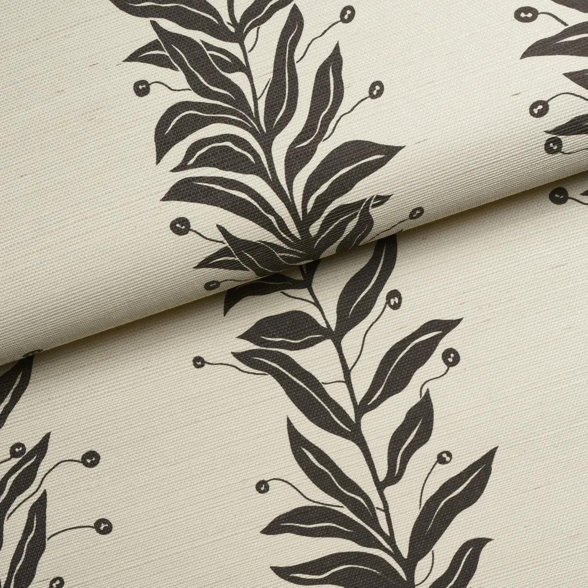 TENDRIL STRIPE SISAL BLACK & CREAM Schumacher Wallpaper wallpaper - SKU 5015562