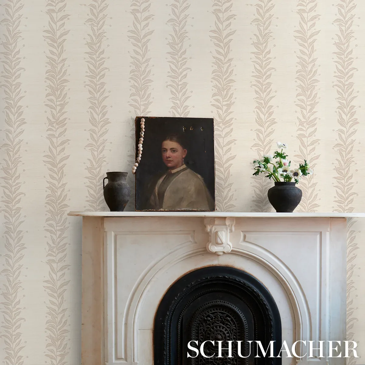 TENDRIL STRIPE SISAL - NATURAL Schumacher Wallpaper | Wallpa TENDRIL STRIPE SISAL NATURAL Schumacher Wallpaper wallpaper - SKU 5015561