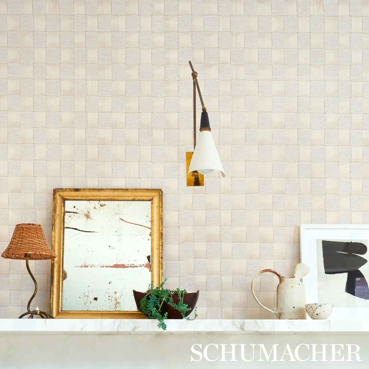 TEXTURED CHECK - WHITE Schumacher Wallpaper | Wallpaper Twin TEXTURED CHECK WHITE Schumacher Wallpaper wallpaper - SKU 5012970