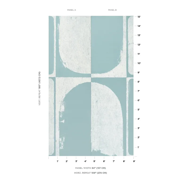 Schumacher THE CLOISTERS PANEL SET wallpaper, color SOFT BLUE, SKU 5014902