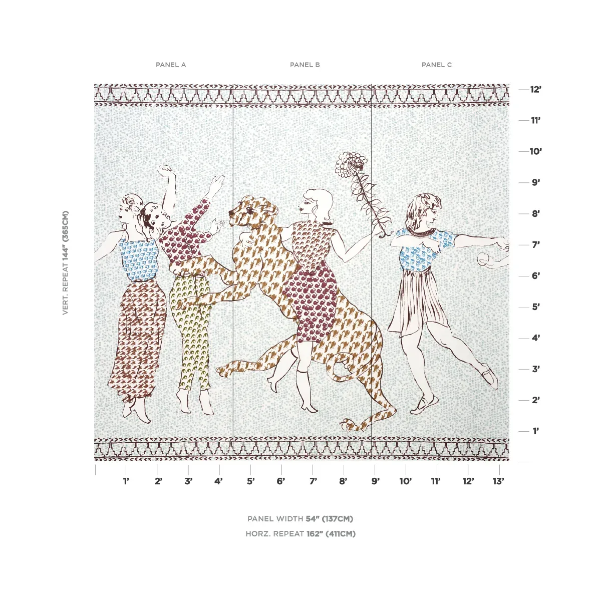 THE GOLDEN AGE PANEL SET - CYAN MULTI Schumacher Wallpaper | THE GOLDEN AGE PANEL SET CYAN MULTI Schumacher Wallpaper wallpaper - SKU 5011090