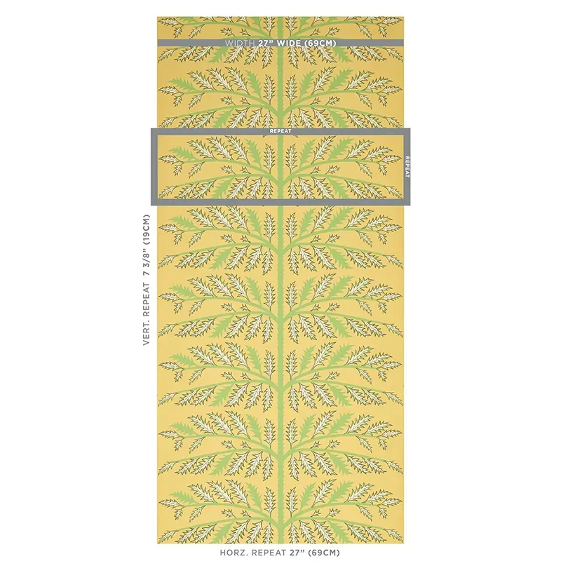 THISTLE - MUSTARD Schumacher Wallpaper | Wallpaper Twins THISTLE MUSTARD Schumacher Wallpaper wallpaper - SKU 5011432