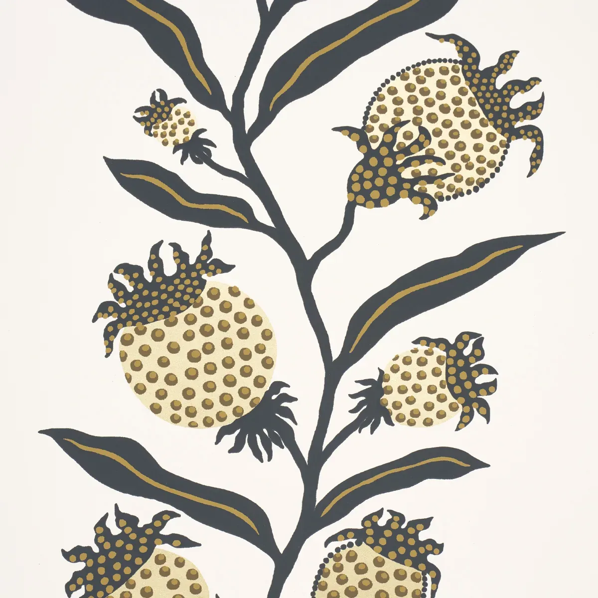THISTLE VINE - BLACK & GOLD Schumacher Wallpaper | Wallpaper THISTLE VINE BLACK & GOLD Schumacher Wallpaper wallpaper - SKU 5015481