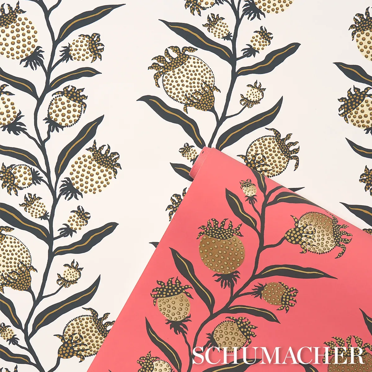 THISTLE VINE - BLACK & GOLD Schumacher Wallpaper | Wallpaper THISTLE VINE BLACK & GOLD Schumacher Wallpaper wallpaper - SKU 5015481