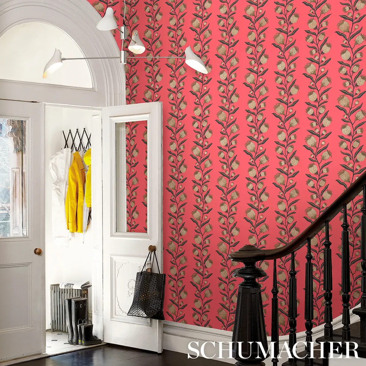THISTLE VINE - RED & GOLD Schumacher Wallpaper | Wallpaper T THISTLE VINE RED & GOLD Schumacher Wallpaper wallpaper - SKU 5015480