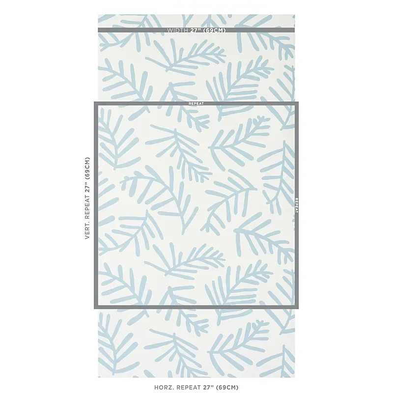 TIAH COVE BLUE LEAF Schumacher Wallpaper wallpaper - SKU 5012451
