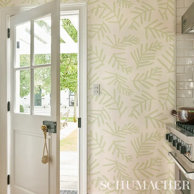 TIAH COVE SAGE LEAF Schumacher Wallpaper wallpaper - SKU 5012450